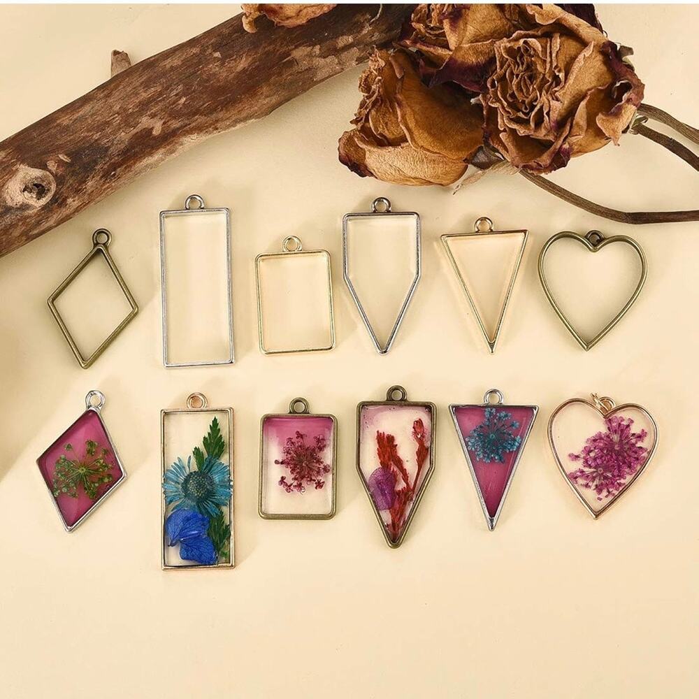 Open Back Resin Bezel Charm Lot - Craft Supplies Destash 48 Pendants DIY JEWELRY